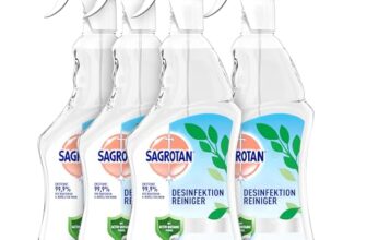 Sagrotan Desinfektionsreiniger – Desinfektionsmittel für die tägliche, sanfte Reinigung – 4 x 500 ml Desinfektionsspray für Flächen