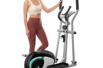 Dripex Crosstrainer für Zuhause, Magnetischer Ellipsentrainer mit 16 Widerstandsstufen, 6 KG Schwungmasse, Leises Indoor-Trainingsgerät, LCD-Monitor, Pulssensor, bis 120 KG (Grün)