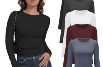 YOIOWVY Langarmshirt Damen Basic-Shirts Figurbetont Rundhals Tees 5Pcs