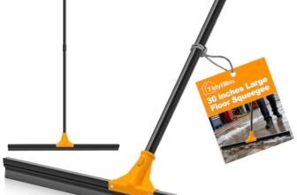 TidyBliss 76 cm Wasserschieber Bodenabzieher, Wasser Abzieher Boden mit Teleskopisc Stiel 148 cm, Wasserabzieher Gummiabzieher Flitsche für Dusche Terrasse Garage Bad Fliesen Deck Fenster (Orange)