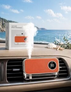 Auto Duft Auto Elektrischer Lufterfrischer Diffusor für Lüftungsschlitz mit 20ml Ozean Parfüm, Ultraschall-Zerstäuber, 3 Sprühmodi, Automatischem Ein- und Ausschalten, Wiederaufladbarer Akku, CFK 470