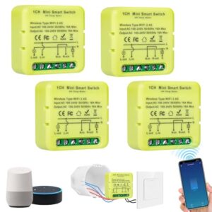 4 Stück smart life schalter, wlan lichtschalter smart, Bluetooth lichtschalter alexa – 16A, smart home licht schalter, kompatibel mit Alexa, Google Home und Wandschalter, Sprachsteuerung, Timer