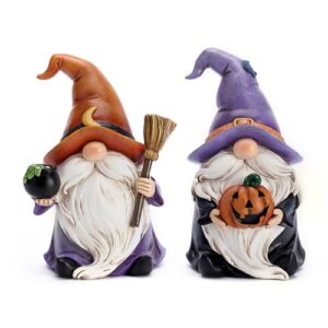 Valery Madelyn 2er Set Halloween Deko Statuen mit Kürbis und Besen