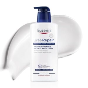 Eucerin UreaRepair 10 % Urea Intensive Feuchtigkeitslotion 400 ml, Körpercreme spendet 72h intensive Feuchtigkeit für raue, trockene Haut, Hautpflege mit Urea und Ceramiden lindert Juckreiz