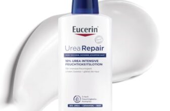Eucerin UreaRepair 10 % Urea Intensive Feuchtigkeitslotion 400 ml, Körpercreme spendet 72h intensive Feuchtigkeit für raue, trockene Haut, Hautpflege mit Urea und Ceramiden lindert Juckreiz