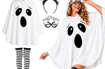 LIZANQU Halloween Geister Kostüm Damen, Geist Kostüm Set (A)