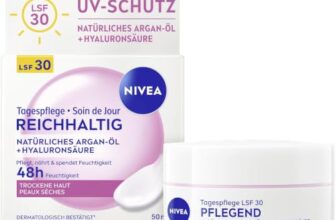 NIVEA Tagespflege Reichhaltig, intensiv pflegende Gesichtscreme für trockene Haut mit natürlichem Mandelöl, feuchtigkeitsspendende Tagescreme mit LSF 30 (50 ml)