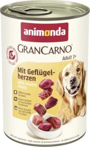animonda GranCarno Adult Hunde Nassfutter mit Geflügelherzen, (6 x 400 g)