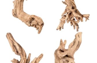 Mirenko 4er Set Natürliches Aquarium Treibholz – Echtholz Deko für Fischaquarium & Terrarium – Sorgfältig ausgewählte Wurzeln als Versteck & Dekoration für Reptilien, Garnelen & Paludarium