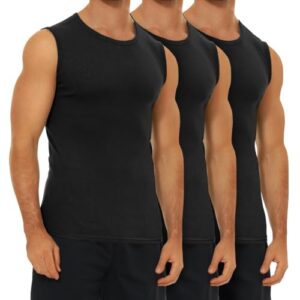 FALARY Unterhemden Herren Männer Schwarz Slim Fit Muskelshirts gekämmte Baumwolle 3er Pack
