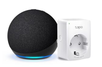 Echo Dot (5. Generation) | Anthrazit + TP-Link Tapo P110MA WLAN-Steckdose mit Energieverbrauchskontrolle, Funktionert mit Alexa – Smart Home-Einsteigerpaket