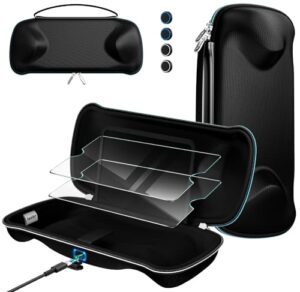 ivoler Tasche für PlayStation Portal Remote Player mit Ladefunktion, [2X Panzerglas] Stoßfeste Hard Shell Tragetasche, Schutzhülle & Zubehör-Set für PS Portal, Schwarz