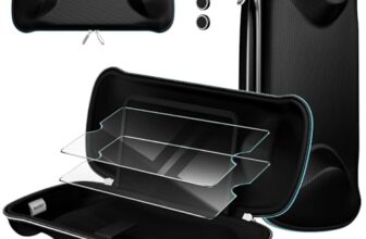 ivoler Tasche für PlayStation Portal Remote Player mit Ladefunktion, [2X Panzerglas] Stoßfeste Hard Shell Tragetasche, Schutzhülle & Zubehör-Set für PS Portal, Schwarz