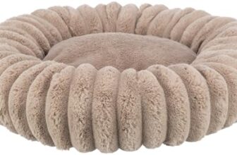 TRIXIE Hundebett Lonni rund, mit Samtbezug, rutschfest – ø 60 cm, braun