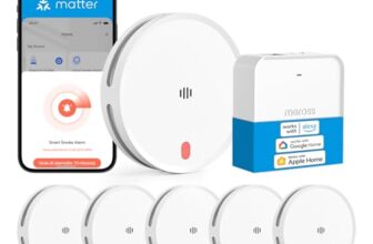 Meross Matter Rauchmelder Vernetzt mit APP Warnmeldung, 6er mit MSH450 Hub