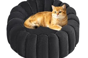 HMTOPE Hundebett Kleine Hunde, Rund Katzenbett Waschbar, Ø50cm, Dunkelgrau