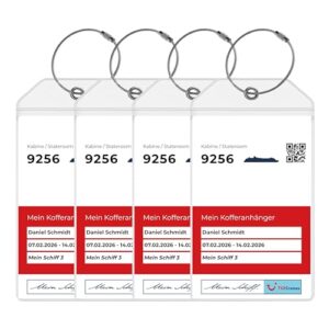 Mein Schiff Kofferanhänger [4er-Pack] – Wasserfest & Robust aus Transparentem PVC – Gepäckanhänger für Mein Schiff Kreuzfahrten 2026, 2027, 2028 – Kreuzfahrt Zubehör