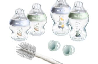Tommee Tippee-Babyflaschen, Natural Start-Set f. Neug., Anti-Kolik-Flaschen (150ml und 260ml), brustähnl. Sauger (mittel), selbststeril. Zubehör, blau