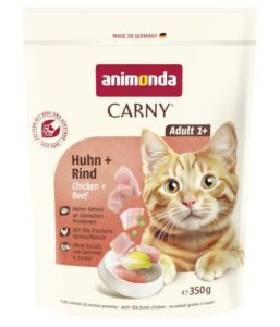 animonda Carny Katzen Trockenfutter Huhn + Rind (1 x 350 g), Trockenfutter für ausgewachsene Katzen, Katzenfutter ohne Getreide und Zucker, Katzentrockenfutter mit 65 % Fleisch
