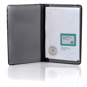 CreativDesign KFZ Schein Schutzhülle PVC 2 Fächer Etui Mappe viele Farben Kartenhülle Fahrzeugschein Hülle Made in Germany … (Schwarz)