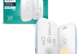 Philips AVENT DECT-Audio-Babyphone, Gegensprechfunktion, störungsfrei, 330 Meter Reichweite, 24 Stunden Akkulaufzeit, Smart ECO-Modus, Nachtlicht, SCD503/26