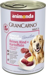 animonda GranCarno Hunde Nassfutter Sensitiv Reines Rind + Kartoffeln (6 x 400g), getreidefreies Hundenassfutter ohne Zucker, für ausgewachsene Hunde, mit frischen fleischigen Zutaten
