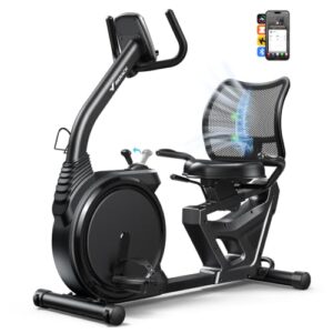MERACH Liegeergometer für Zuhause mit 8 verstellbaren Widerstandsstufen, leichte kommerzielle Heimtrainer Fahrrad mit Smart Bluetooth, exklusiver App-Konnektivität, LCD-Display, Herzfrequenzsensoren