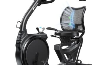 MERACH Liegeergometer für Zuhause mit 8 verstellbaren Widerstandsstufen, leichte kommerzielle Heimtrainer Fahrrad mit Smart Bluetooth, exklusiver App-Konnektivität, LCD-Display, Herzfrequenzsensoren