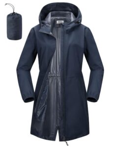 Outdoor Ventures Damen Wasserdicht Regenjacke Lang Windbreaker mit Kapuze