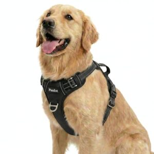 Funfox Anti Zug Hundegeschirr Grosse Hunde mit Frontclip, Schwarz