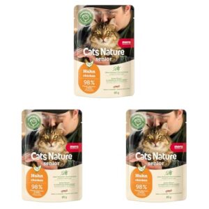 MERA Cats Nature Huhn Premium Senior Katzenfutter Nass 12x85g | ohne Zucker und Getreide & nierenschonend | Nassfutter für Katzen mit hohem Fleischanteil (Packung mit 3)