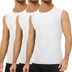 Falechay 3er Pack Unterhemd Herren Tank Top Ärmelloses Unterhemden Weiß L