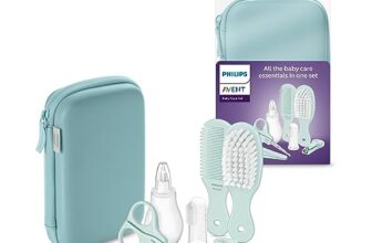 Philips AVENT Babypflege-Set – Starter-Set mit 9 Zubehörteilen: Nagelknipser, Schere, 3 Nagelfeilen, Kamm, Haarbürste, Nasensauger und Fingerzahnbürste (Modell SCH401/00)