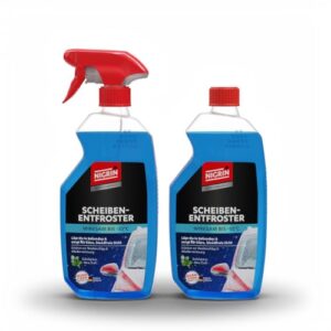 NIGRIN Sprühflasche 1x500ml + 1x500ml Nachfüllflasche, Scheiben-Enteiser-Spray, Pumpzerstäuber, wirksam bis -55° C, verhindert Wiedervereisung