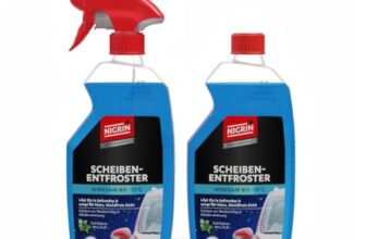 NIGRIN Sprühflasche 1x500ml + 1x500ml Nachfüllflasche, Scheiben-Enteiser-Spray, Pumpzerstäuber, wirksam bis -55° C, verhindert Wiedervereisung