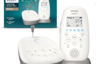 Philips AVENT Audio Babyphone, DECT-Technologie, Eco-Mode, Sternenhimmel, Gegensprechfunktion, Schlaf- und Nachtlieder, 18 Std. Laufzeit, maximale Reichweite, weiß (Modell SCD733/26)
