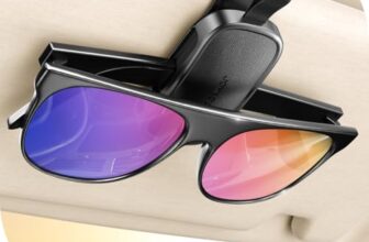 JOYROOM Brillenhalter für Auto Sonnenblende, 2026 Upgrade Magnetischer Sonnenbrillenhalter Auto, Universal Leder Brillenhalterung Auto Visier Zubehör mit Allen Brillen (Schwarz)