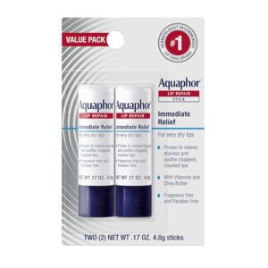 Aquaphor Lip Repair Stick – Beruhigt trockene, rissige Lippen – 2 Stäbchen