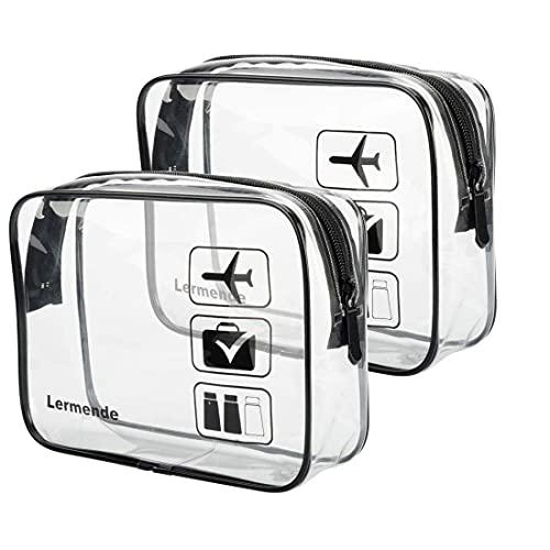 Lermende Transparente Kulturtasche, TSA Kosmetiktasche PVC Wasserdicht-2Pcs
