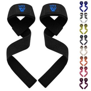 WFX Zughilfen Krafttraining & Bodybuilding, gepolsterte Zughilfen mit rutschfestem Griff für Deadlifts und Powerlifting, Gym Zubehör für Frauen & Männer (Lifting Straps) (Schwarz)