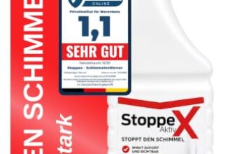 STOPPEX AKTIV Profi Schimmelentferner für Wand, Bad & Silikonfugen – Extra starkes, chlorhaltiges Anti-Schimmel Spray mit Stoppex Aktiv-Formel | Schimmelspray gegen Schimmel & Stockflecken