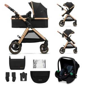 Kinderkraft ESME Kinderwagen 3in1 mit Babyschale i-Size, faltbar, Schwarz