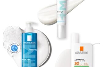 La Roche Posay Effaclar & Anthelios Set mit Schäumendem Reinigungsgel, Duo+M Creme & UVMune400 Fluid LSF50+, Pflegeset gegen Unreinheiten & Hautglanz, Für Mischhaut & fettige Haut, 400ml + 40ml + 50ml