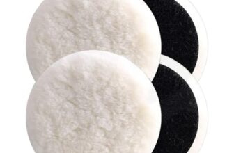 4 Stück Lammwolle Polierpads 125mm Polieraufsatz Akkuschrauber Polierhauben mit Klett Polierscheibe Kompatibel mit Bosch Exzenterschleifer Polierpad für Auto Poliermaschine Korkboden