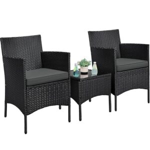 Yaheetech Balkonmöbel Set, 3TLG Gartenmöbel Terrassenmöbel aus PE-Rattan