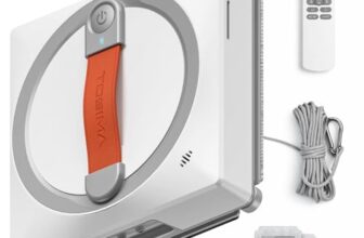 Tosima Fensterputzroboter WA9C Pro, Fensterroboter mit 4 Sprühdüsen, 6 Reinigungsmodi mit intelligenter Wegplanung, Extra Starke Haftung & Fernbedienung Haken für del Robot(weiß)