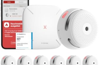 X-Sense Smart Rauchmelder XS01-M mit SBS50 Basisstation, Zertifiziert nach EN 14604, vernetzbare Funkrauchmelder mit WLAN, kompatibel mit der X-Sense Home Security App, weiß, FS61, 6 Stück