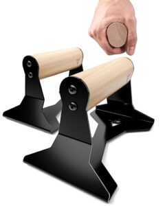 PULLUP & DIP Liegestützgriffe mit ergonomischem Holz Griff und hochbelastbarem Stahl – Rutschfeste Push-Up bars Handstandbarren für Krafttraining und Calisthenics