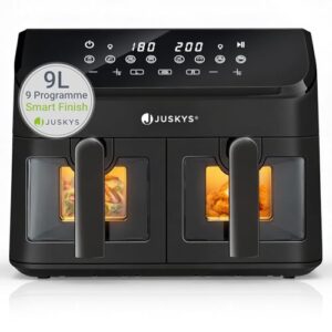 Juskys Airfryer 9 L Heißluftfritteuse mit 2 Kammern, 9 Programme