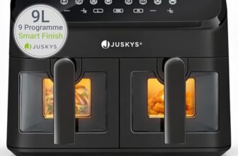 Juskys Airfryer 9 L Heißluftfritteuse mit 2 Kammern, 9 Programme
